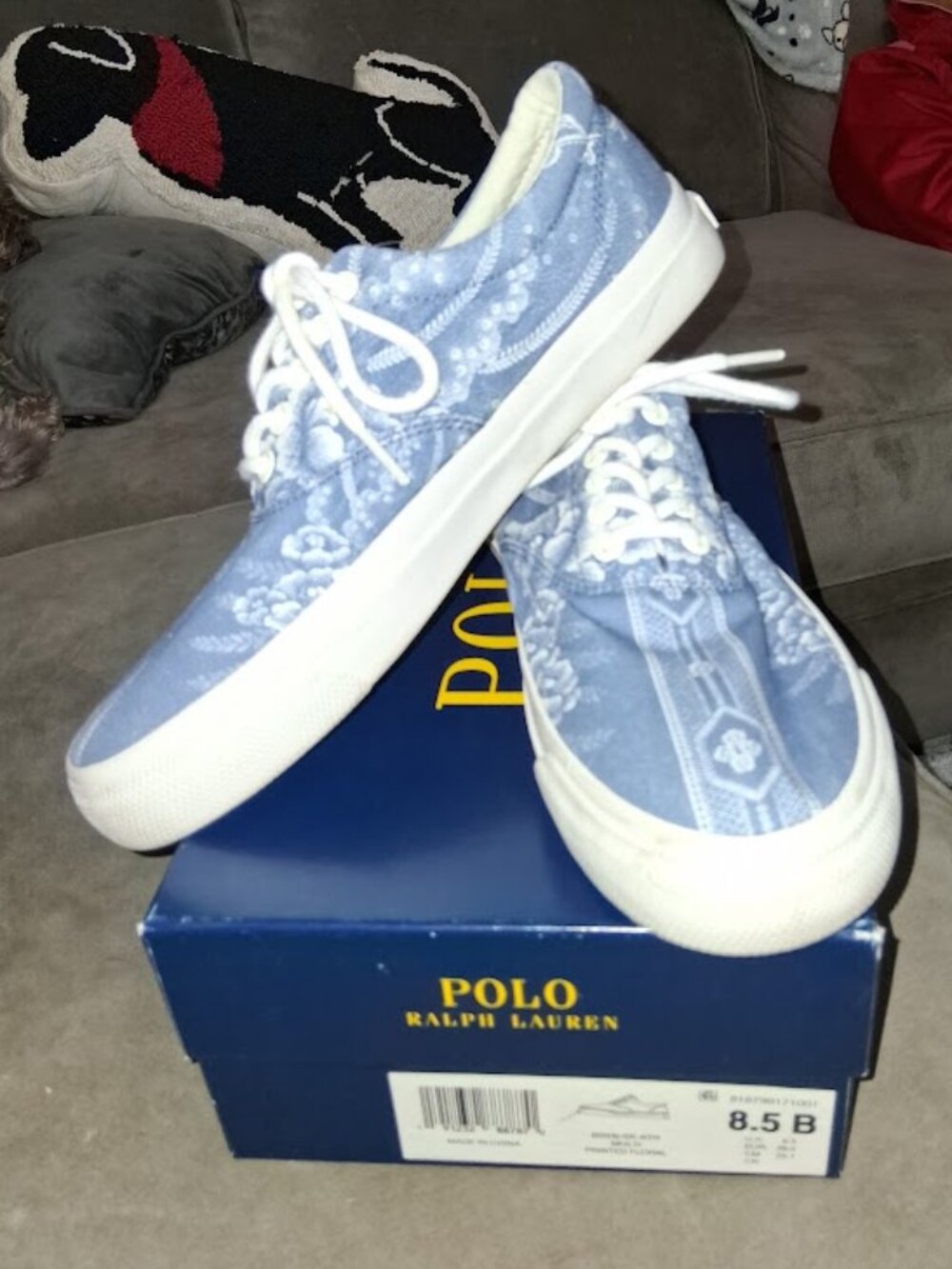 Polo Ralph Lauren Women's Bryn Blue Floral Sneakers Sz 8.5